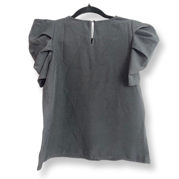 Shein Black T Shirt With Puff Sleeves Girls Size 11-12 - Picture 2 of 8